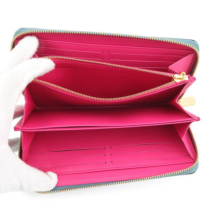 LOUIS VUITTON Zippy Wallet Pink/BlueM90520 Monogram Vernis Leather