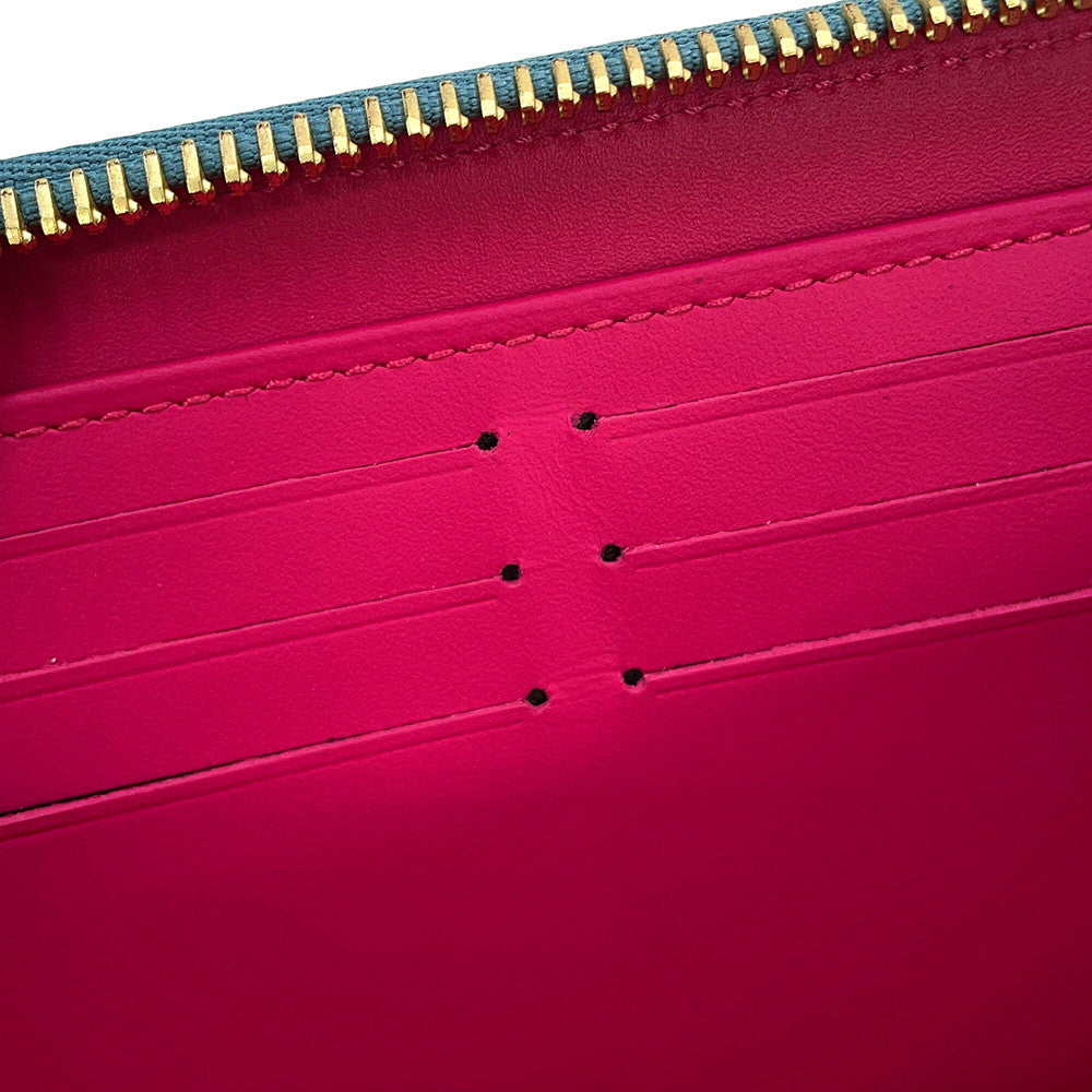 LOUIS VUITTON Zippy Wallet Pink/BlueM90520 Monogram Vernis Leather