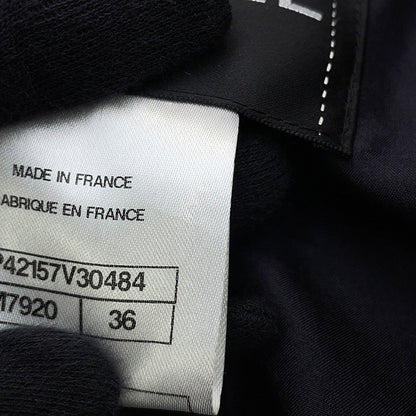 CHANEL Tweed Soutien Collar Coat Size 36 Navy/MulticolorP42157 Wool 36% Cotton31% Acryl26% Nylon7%