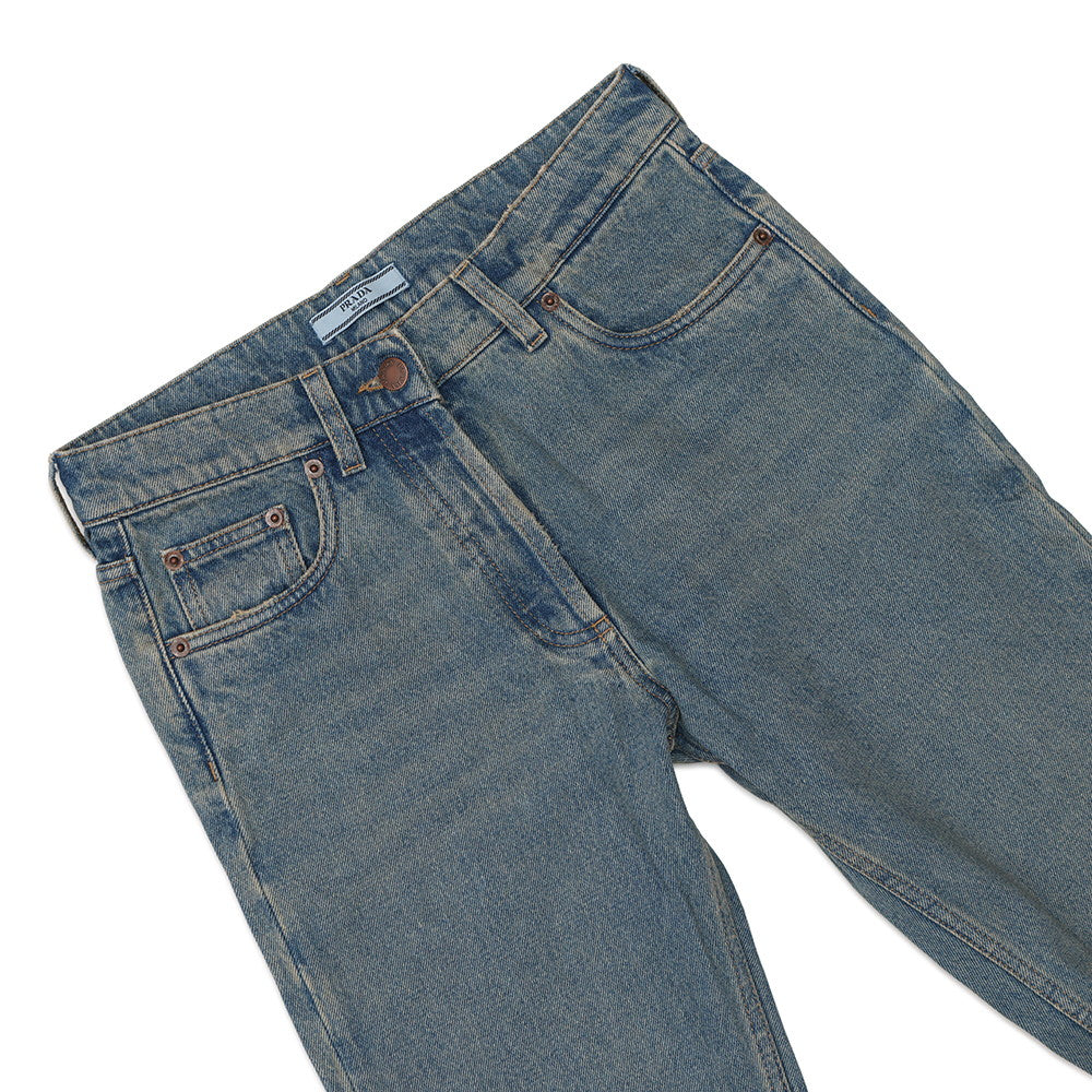 PRADA Distressed Organic Denim 5-Pocket Pants Size 25 BlueGFP469 Cotton100%