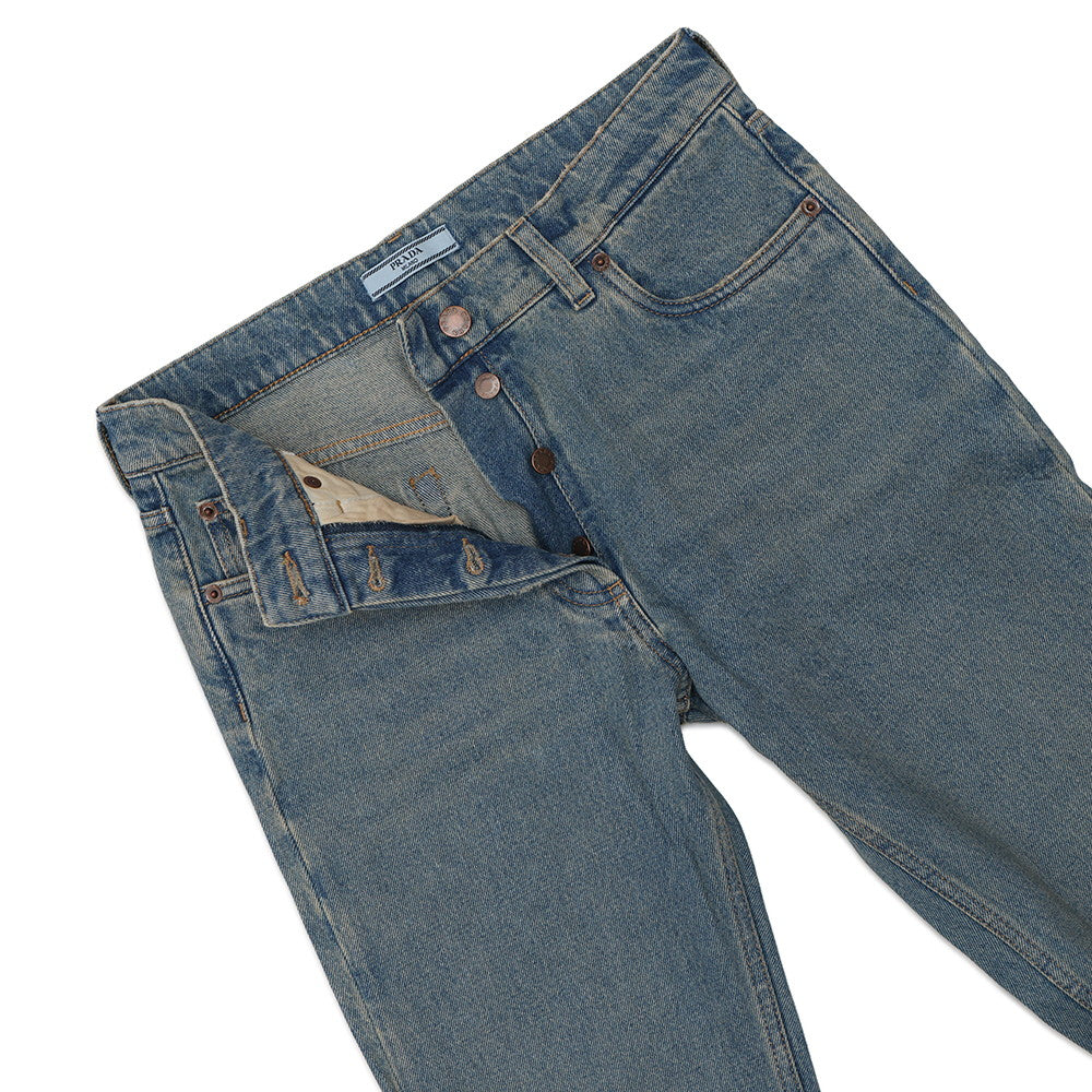 PRADA Distressed Organic Denim 5-Pocket Pants Size 25 BlueGFP469 Cotton100%