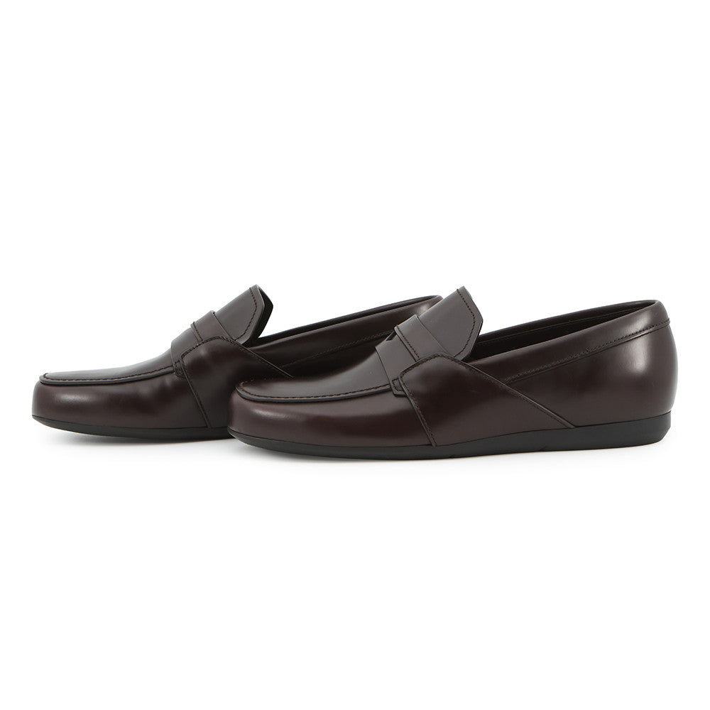PRADA Brushed Leather Square Toe Loafers Brown2DE075 Leather Size 5