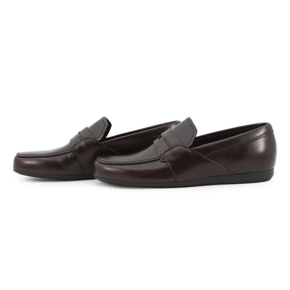 PRADA Brushed Leather Square Toe Loafers Brown2DE075 Leather Size 5