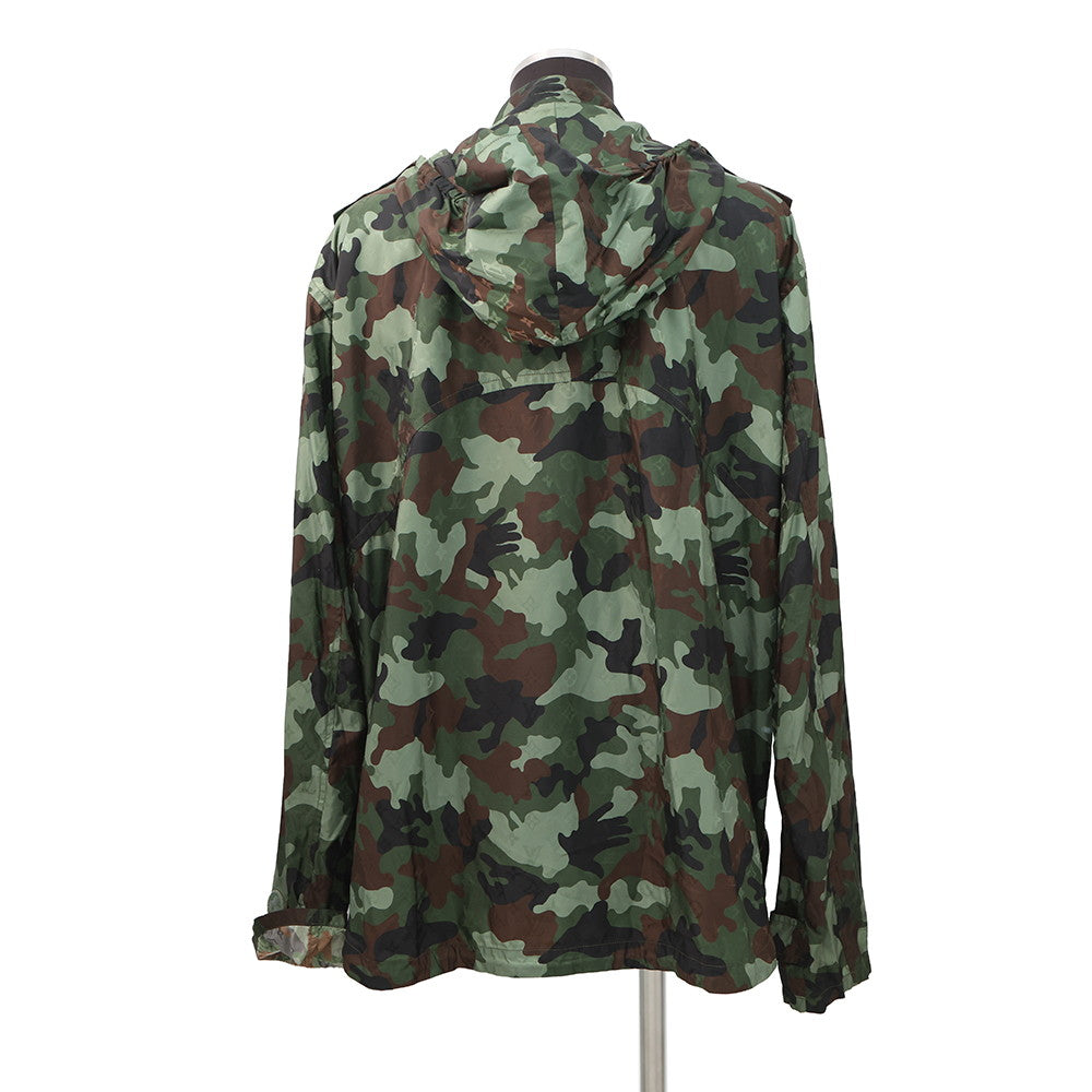 LOUIS VUITTON Camo Windbreaker Monogram Nylon Parka Size 56 GreenHJB08W Nylon100%