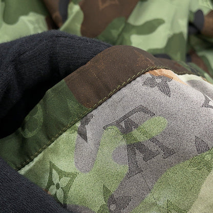 LOUIS VUITTON Camo Windbreaker Monogram Nylon Parka Size 56 GreenHJB08W Nylon100%