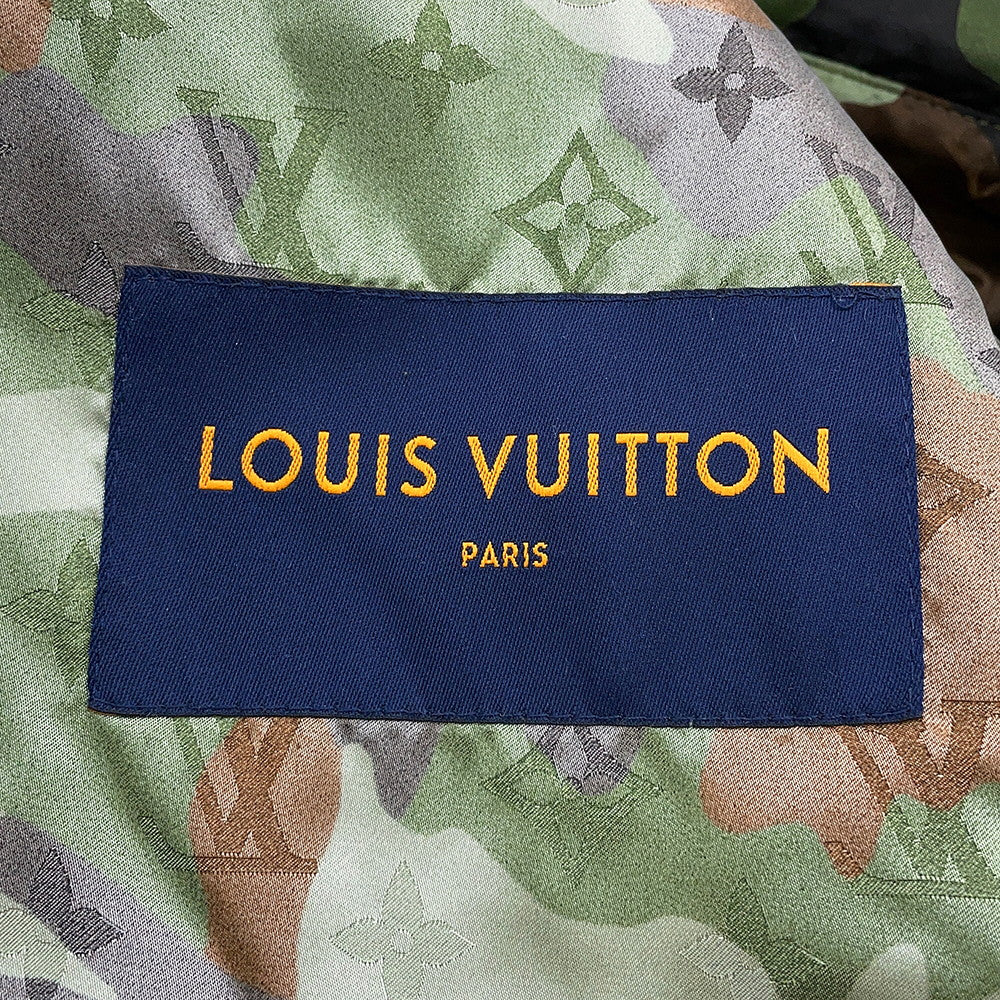 LOUIS VUITTON Camo Windbreaker Monogram Nylon Parka Size 56 GreenHJB08W Nylon100%