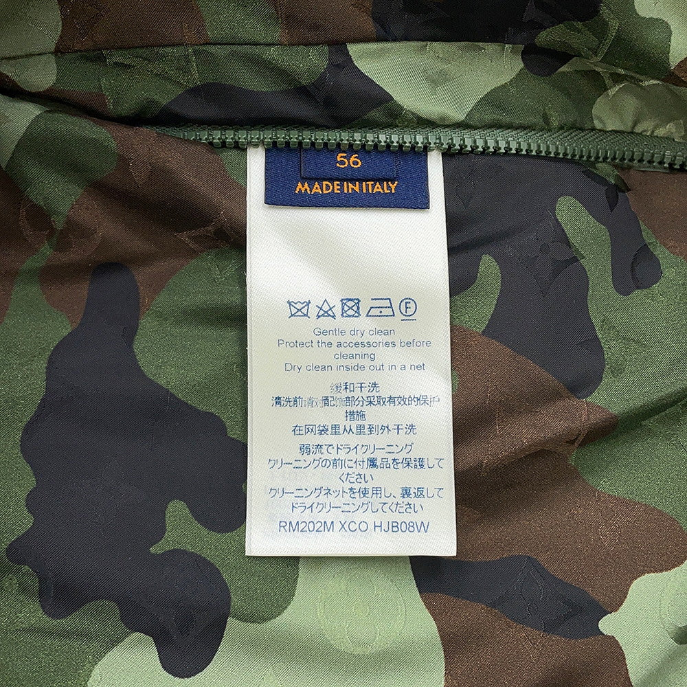 LOUIS VUITTON Camo Windbreaker Monogram Nylon Parka Size 56 GreenHJB08W Nylon100%