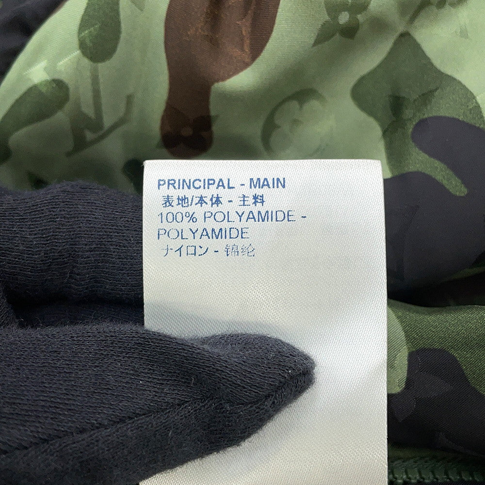 LOUIS VUITTON Camo Windbreaker Monogram Nylon Parka Size 56 GreenHJB08W Nylon100%