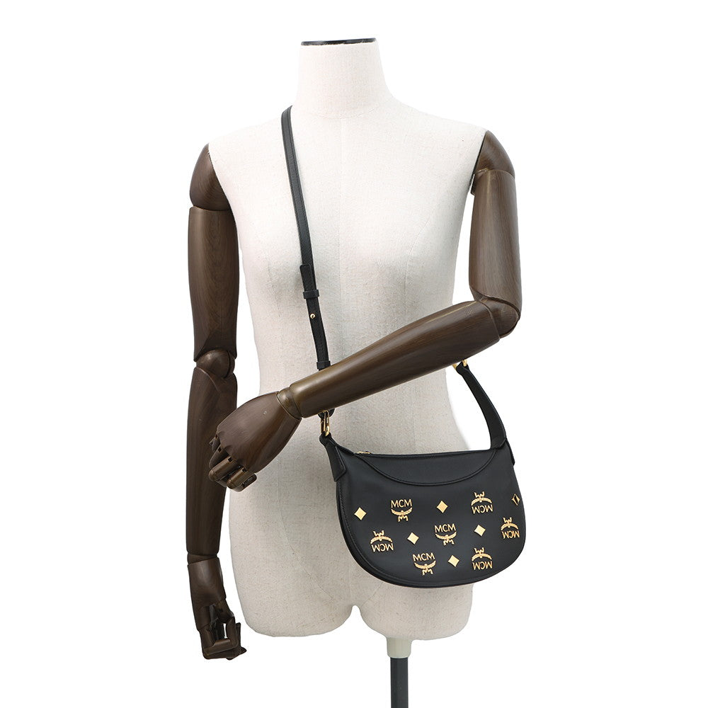 MCM AREN logo shoulder bag BlackMWHCATA02BK001 Leather