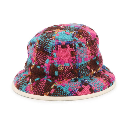 GUCCI Spicy Check Hat Size M/22.4" Multicolor728469 Wool 51% Acryl 25% Nylon 14% Mohair 8% Polyester 1% Cotton 1%