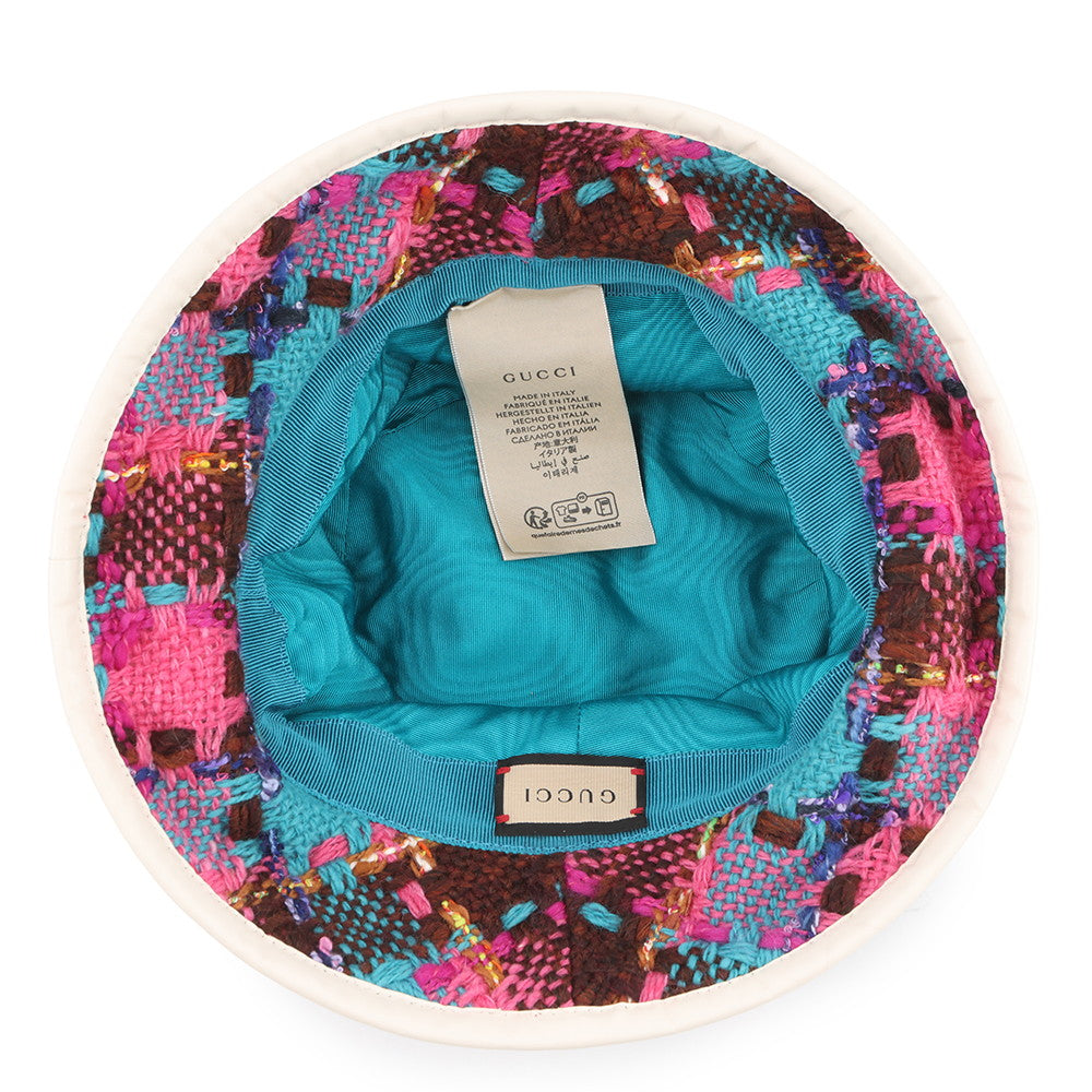 GUCCI Spicy Check Hat Size M/22.4" Multicolor728469 Wool 51% Acryl 25% Nylon 14% Mohair 8% Polyester 1% Cotton 1%