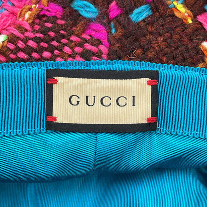 GUCCI Spicy Check Hat Size M/22.4" Multicolor728469 Wool 51% Acryl 25% Nylon 14% Mohair 8% Polyester 1% Cotton 1%