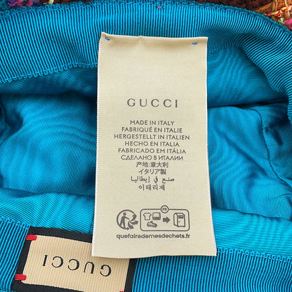 GUCCI Spicy Check Hat Size M/22.4" Multicolor728469 Wool 51% Acryl 25% Nylon 14% Mohair 8% Polyester 1% Cotton 1%