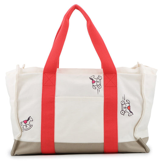 HERMES Adada Mother's Bag Bougainvillier/White/Gray Canvas