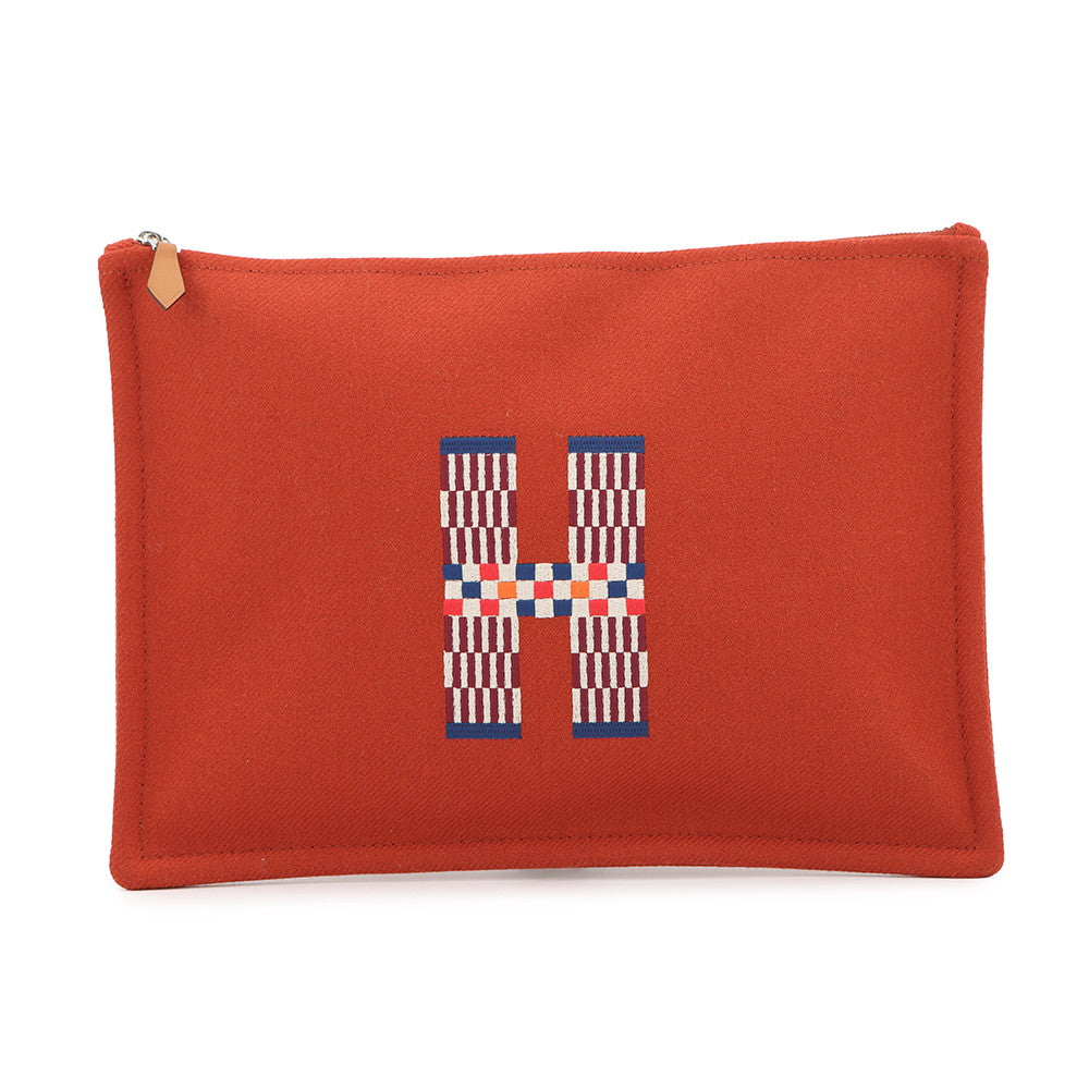 HERMES Flat Pouch H Natte tometH103643M 02 Wool100% Size GM