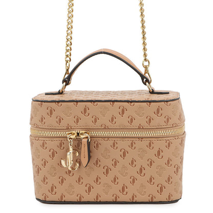 JIMMY CHOO 2WAY vanity bag Beige Leather