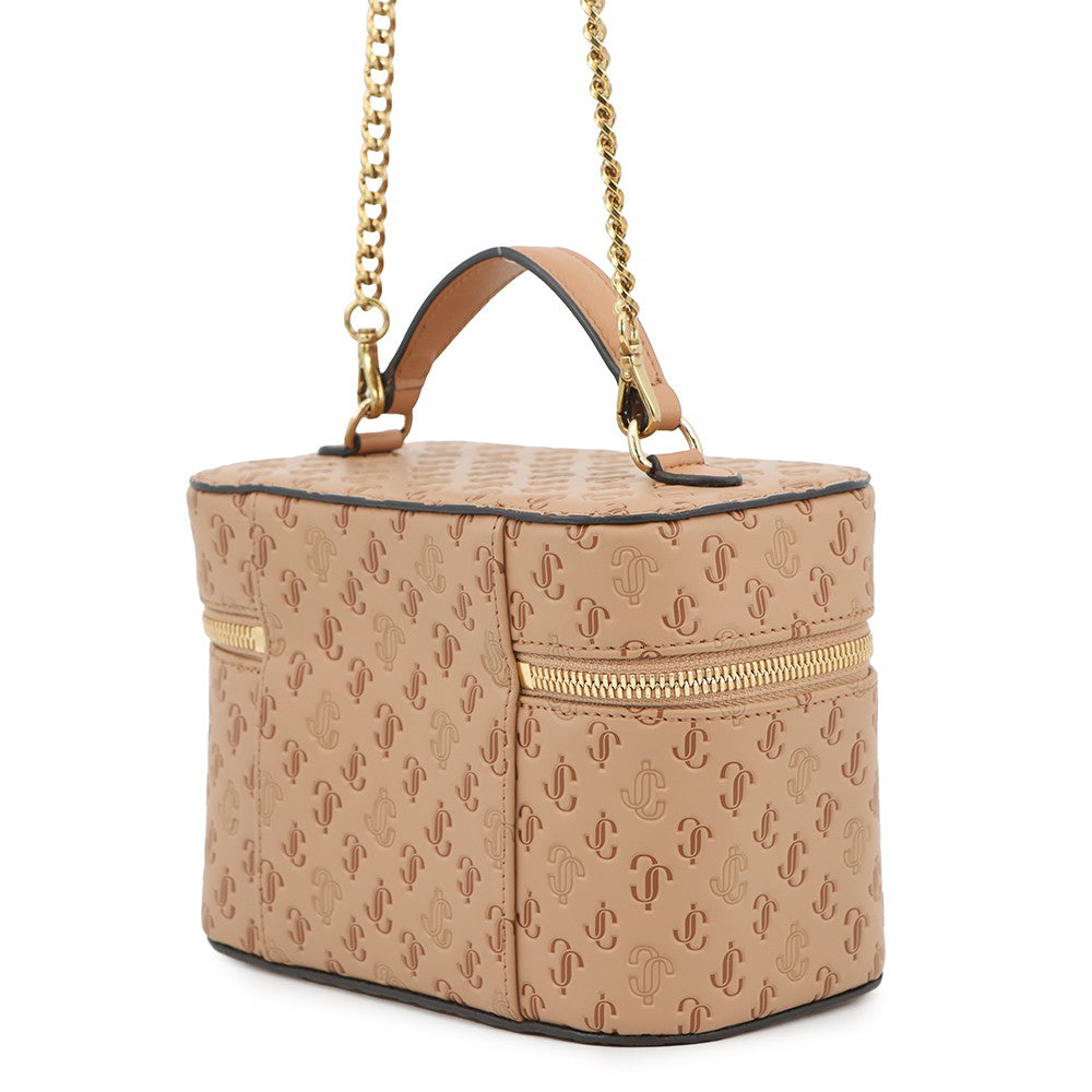 JIMMY CHOO 2WAY vanity bag Beige Leather