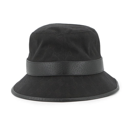 GUCCI GG Canvas bucket hat Size Size S (22.4") Black576587 Polyester68% Cotton16% Nylon16% Leather