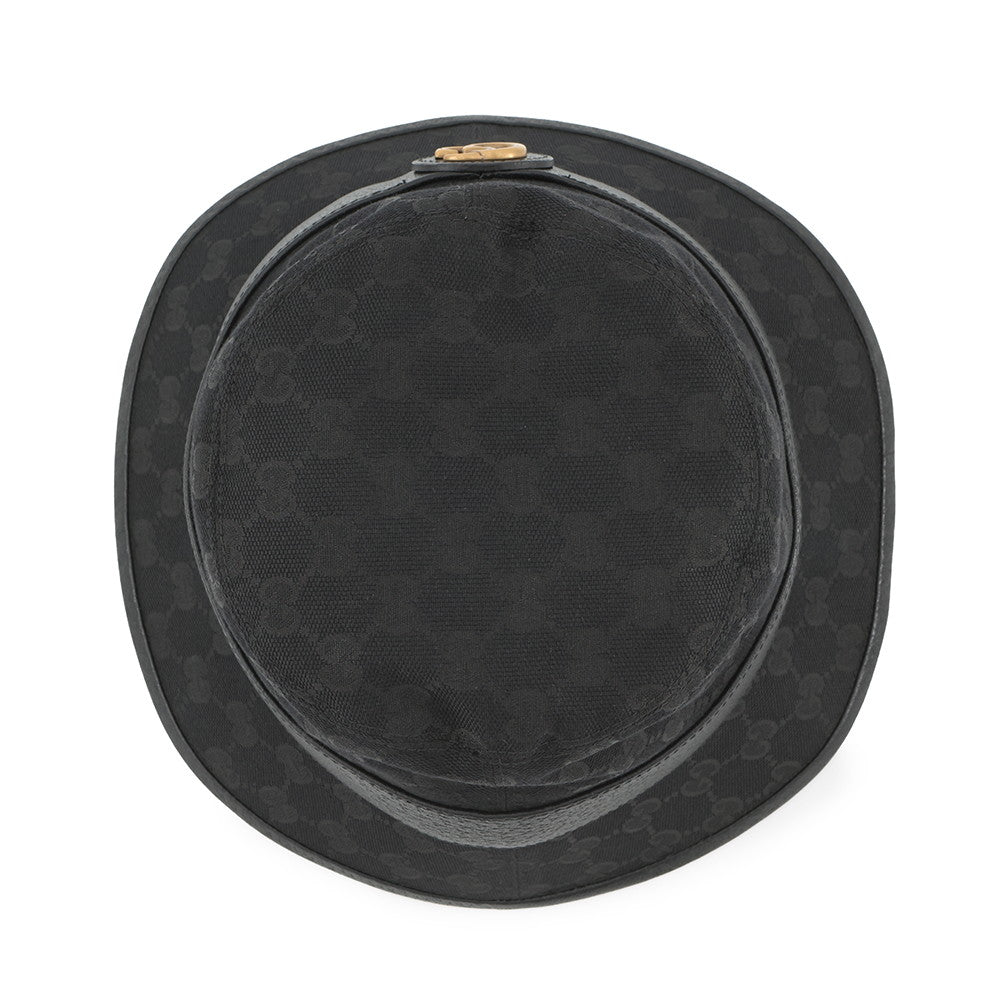 GUCCI GG Canvas bucket hat Size Size S (22.4") Black576587 Polyester68% Cotton16% Nylon16% Leather