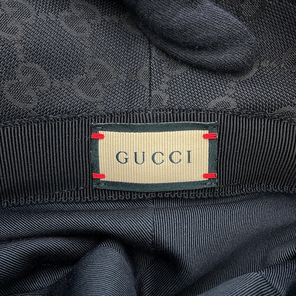 GUCCI GG Canvas bucket hat Size Size S (22.4") Black576587 Polyester68% Cotton16% Nylon16% Leather