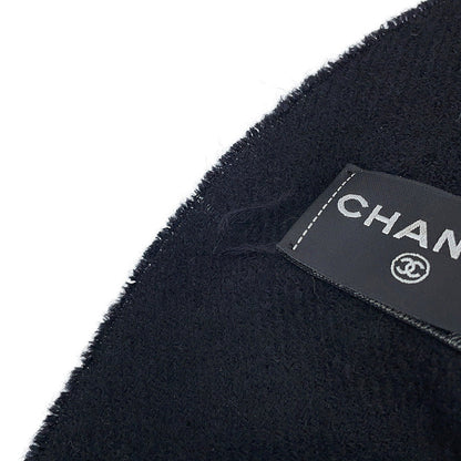 CHANEL Faux Pearl CC Logo Scarf Black Cashmere82% Silk18% Faux Pearl