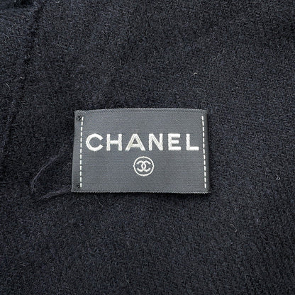 CHANEL Faux Pearl CC Logo Scarf Black Cashmere82% Silk18% Faux Pearl
