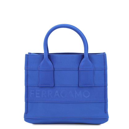 Ferragamo Logo Handbag Blue214988 Fabric