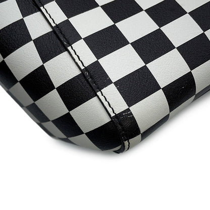 Dior Lady's Dior Checkered 2-Way Bag White/Black Leather Size Medium