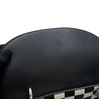 Dior Lady's Dior Checkered 2-Way Bag White/Black Leather Size Medium
