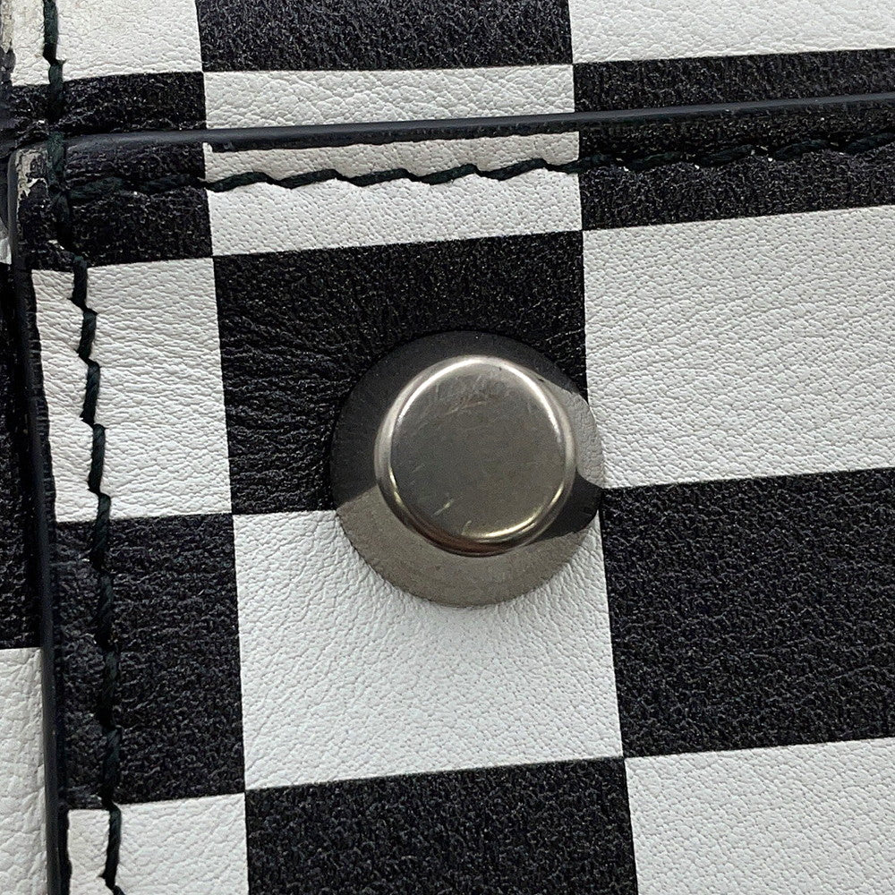 Dior Lady's Dior Checkered 2-Way Bag White/Black Leather Size Medium