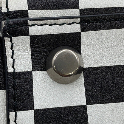 Dior Lady's Dior Checkered 2-Way Bag White/Black Leather Size Medium