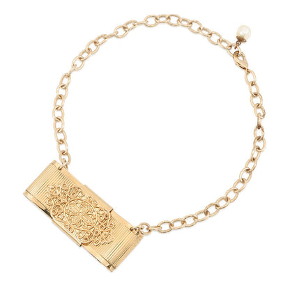 DOLCE&GABBANA Ribbon motif Pendant Gold Metal Rhinestone Faux Pearl