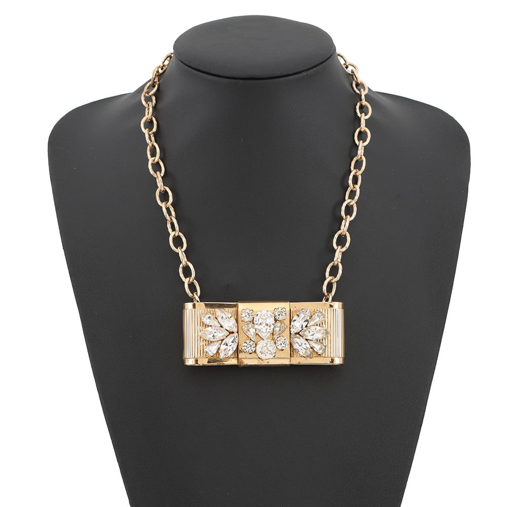 DOLCE&GABBANA Ribbon motif Pendant Gold Metal Rhinestone Faux Pearl