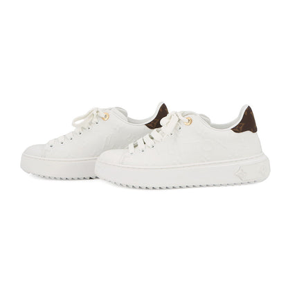 LOUIS VUITTON Time Out Line Sneakers White/Brown1AAP6C Calf Leather Size 35.5