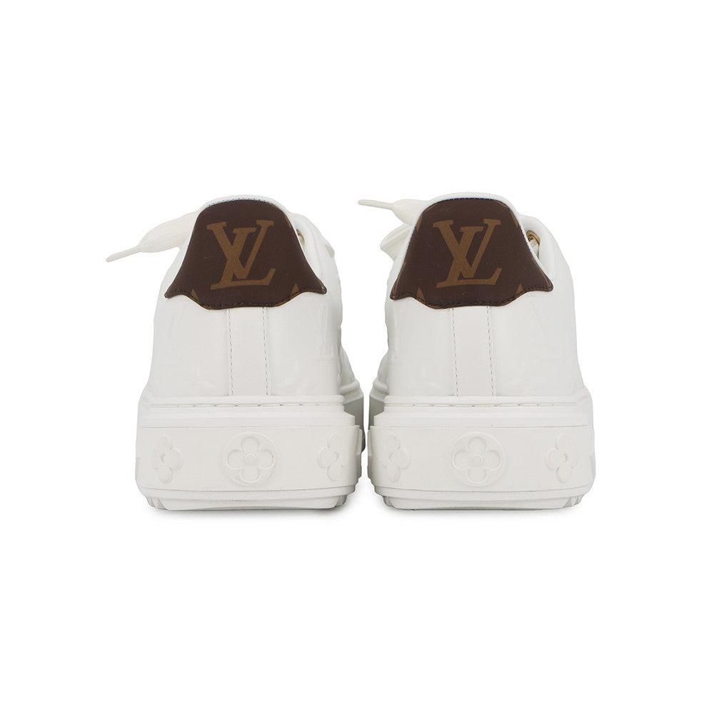 LOUIS VUITTON Time Out Line Sneakers White/Brown1AAP6C Calf Leather Size 35.5