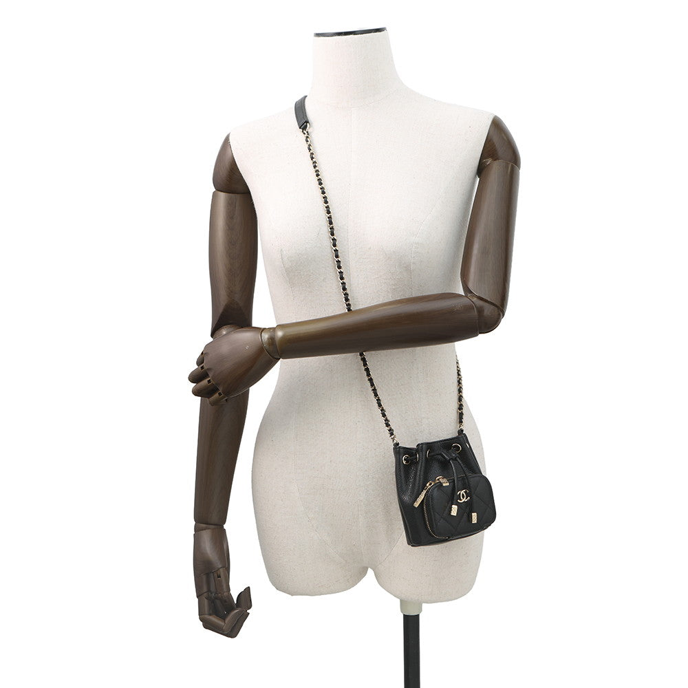 CHANEL Matelasse bucket bag BlackAS2353 Caviar Leather