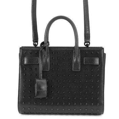 SAINT LAURENT PARIS Jour Studded 2way Handbag Black Leather Size Nano