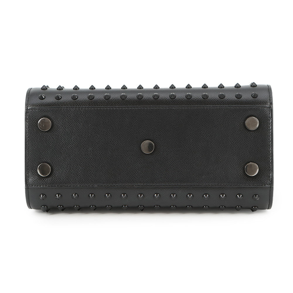 SAINT LAURENT PARIS Jour Studded 2way Handbag Black Leather Size Nano