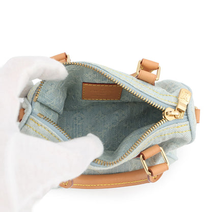 LOUIS VUITTON Nano Speedy Sky BlueM11212 Monogram Denim Size Nano