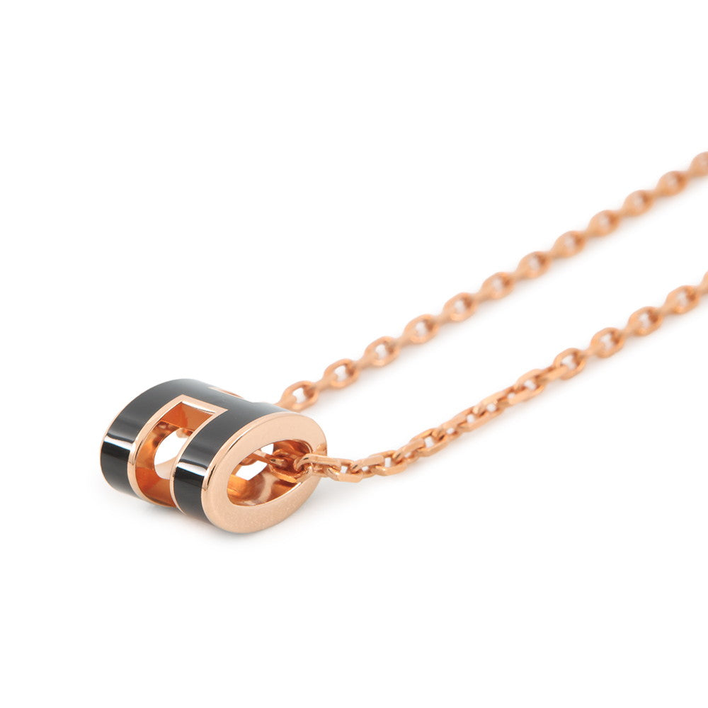 HERMES Pop Ash Necklace Size Mini Black Metal Lacquer