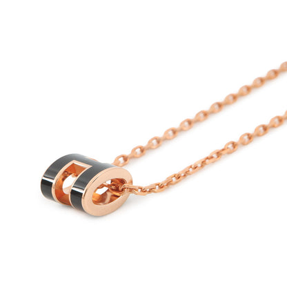 HERMES Pop Ash Necklace Size Mini Black Metal Lacquer