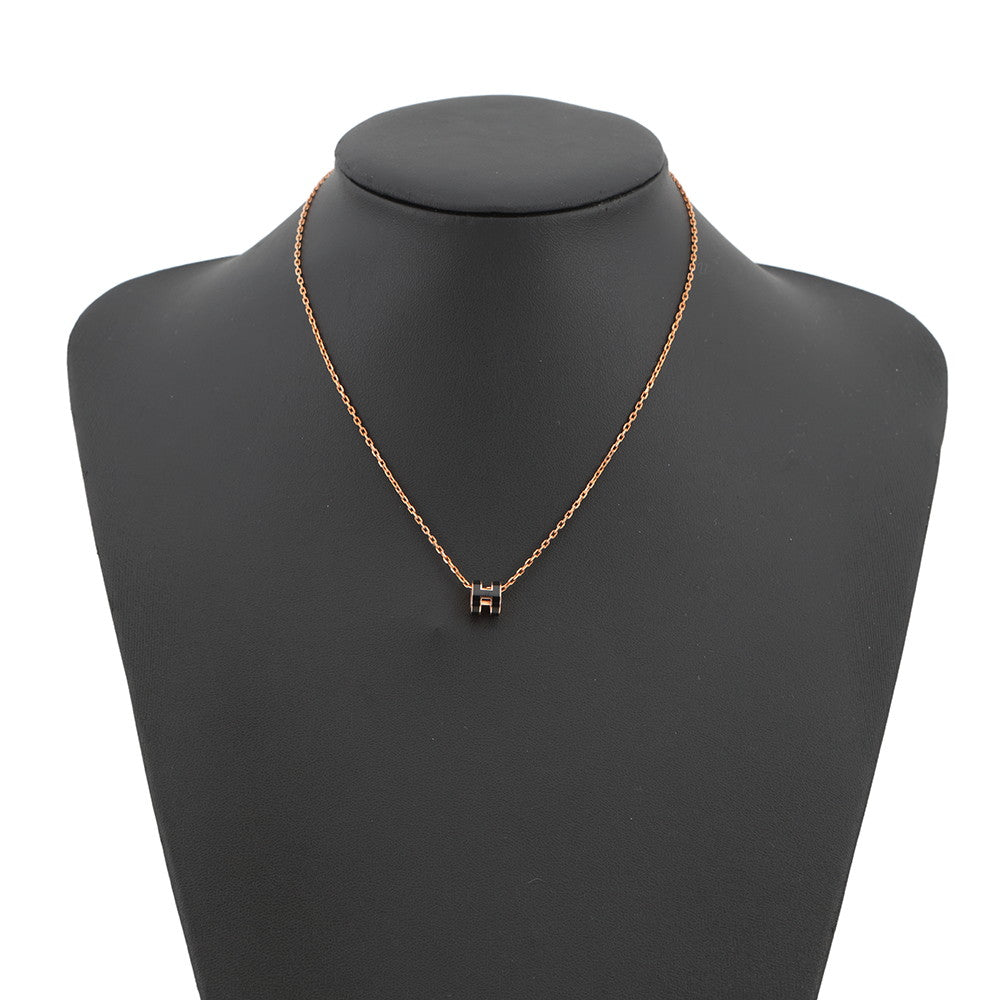 HERMES Pop Ash Necklace Size Mini Black Metal Lacquer
