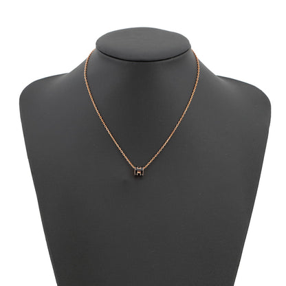 HERMES Pop Ash Necklace Size Mini Black Metal Lacquer