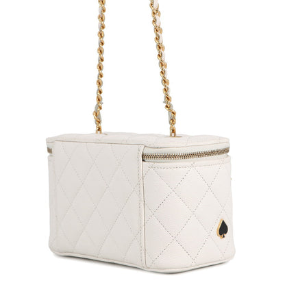 CHANEL Matelasse Vanity Trump Chainshoulder Bag WhiteAP3079 Caviar Leather