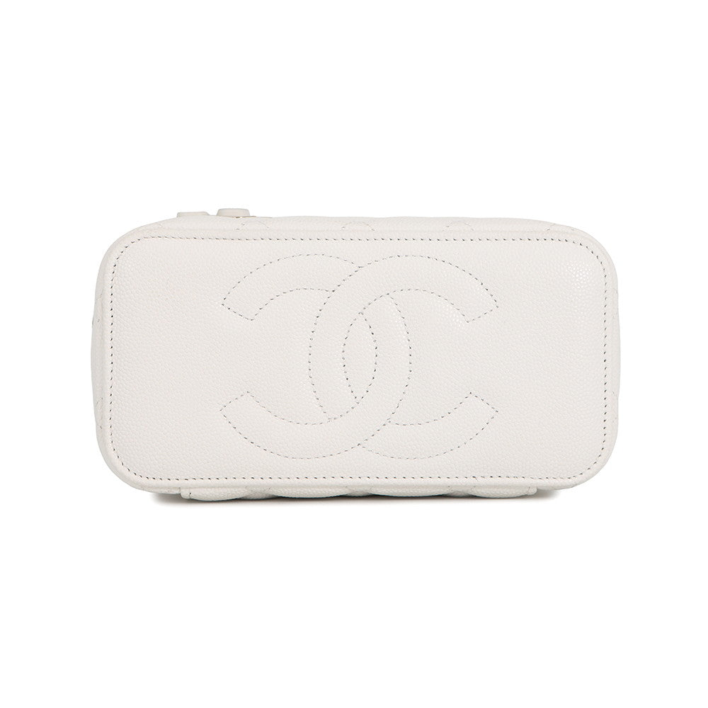 CHANEL Matelasse Vanity Trump Chainshoulder Bag WhiteAP3079 Caviar Leather