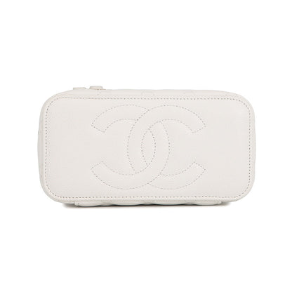 CHANEL Matelasse Vanity Trump Chainshoulder Bag WhiteAP3079 Caviar Leather