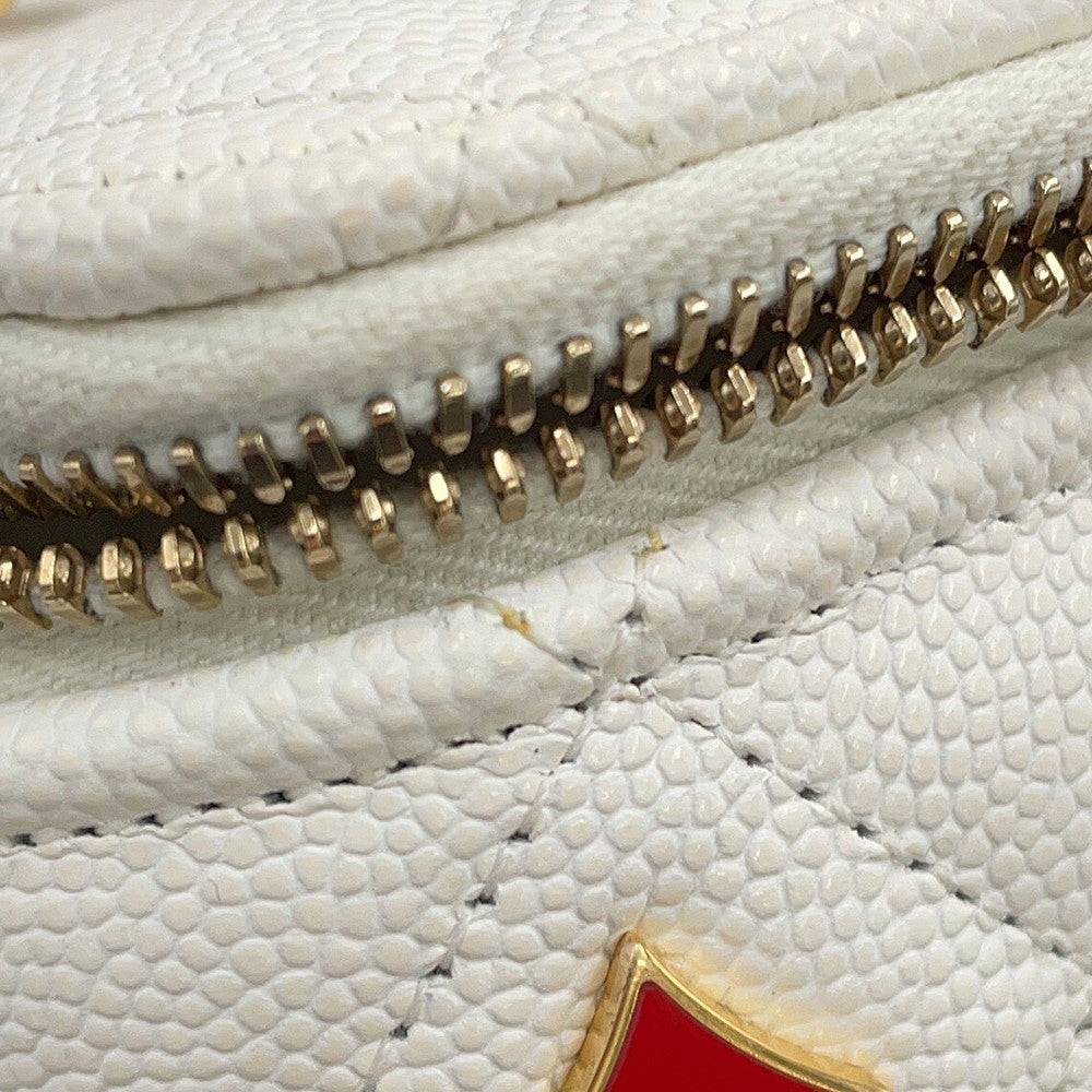 CHANEL Matelasse Vanity Trump Chainshoulder Bag WhiteAP3079 Caviar Leather