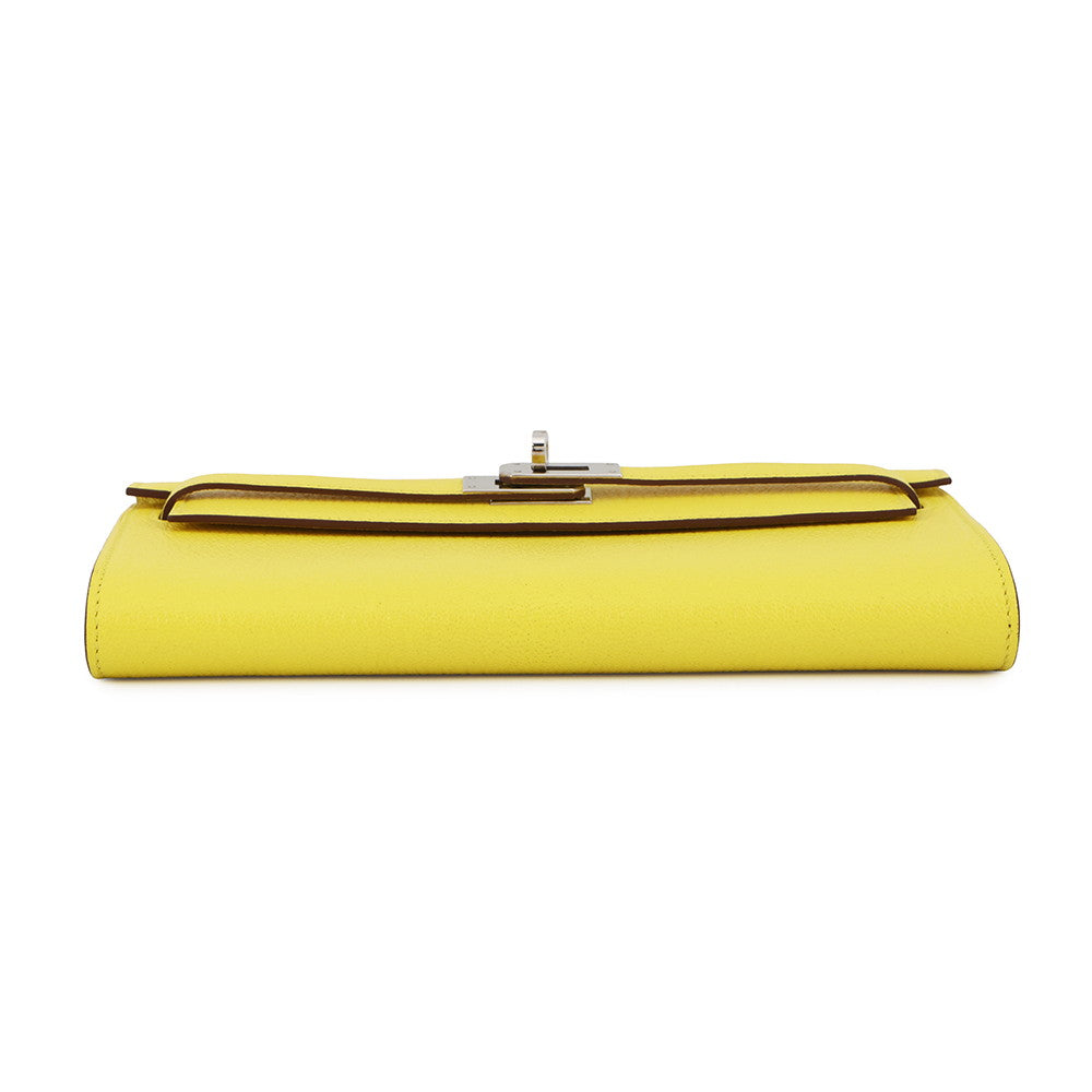 HERMES Kelly wallet long to go Lime Chevre Myzore Goatskin