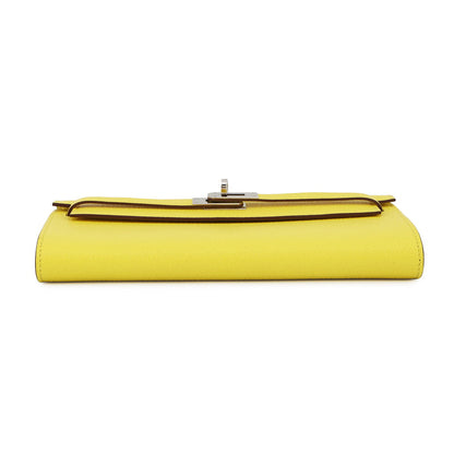 HERMES Kelly wallet long to go Lime Chevre Myzore Goatskin
