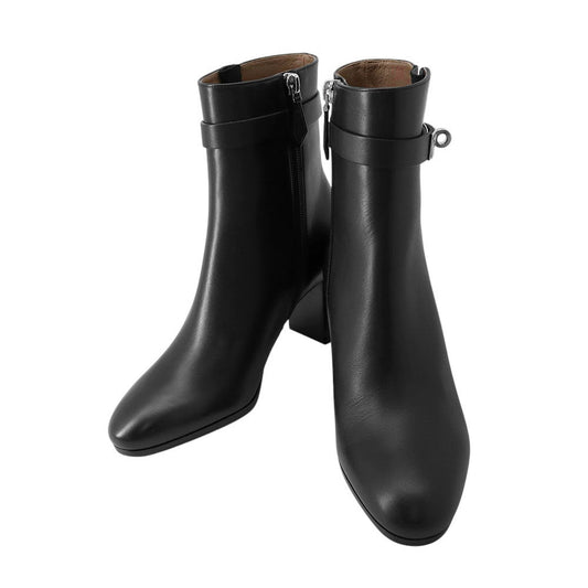 HERMES Saint Germain Boots Black Calf Leather Size 36